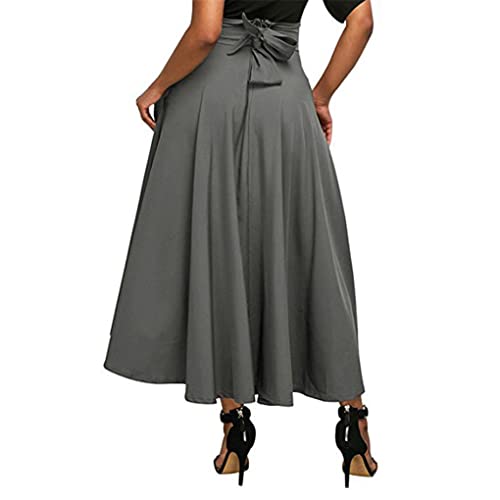Jupe trapèze longue plissée à taille haute flatteuse avec poche originale - 6