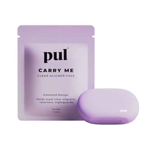 PUL Retainer Case for Invisalign & Clear Aligners - Slim Clear Aligner Case with Secure Magnetic Closure - Travel Retainer Holder for Invisalign Accessories Mouth Guards & Dentures - Purple
