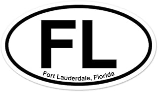 FL Fort Lauderdale Florida Oval Vinyl Car Bumper Window Sticker 3" x 2"