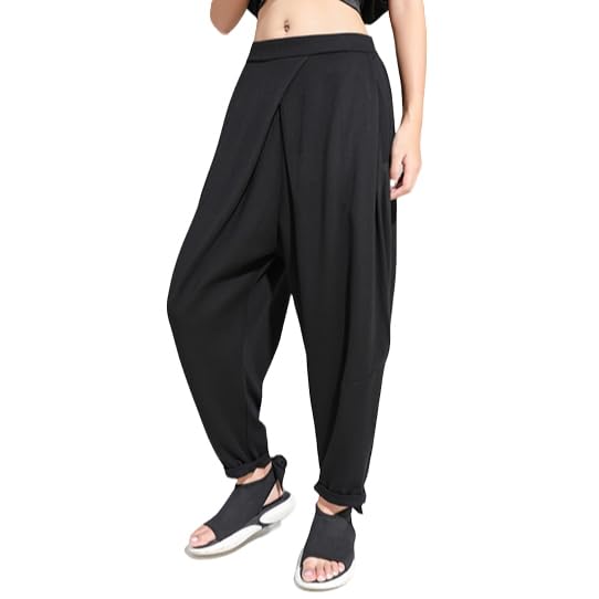 Gothic Hakama Pants for Women Trousers Elastic Waist Culottes Casual Loose Gaucho Pants Japanese Harajuku Style Trendy3
