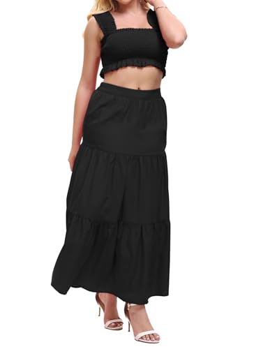 Image of Women's 2 Piece Beach Skirts Sexy Party Dress Crop Top and Long Skirt Sets