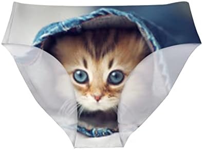 Hawapod Denim Cat Seamless Panties for Women No Show Panty Underwear Women Briefs for Ladies Girls Bikini
