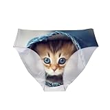 Hawapod Denim Cat Seamless Panties for Women No Show Panty Underwear Women Briefs for Ladies Girls B
