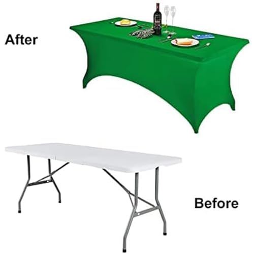 Image of FORLIFE 6Pack Spandex Table Covers 6ft,Fitted Tablecloth for 6ft Rectangular Tables, Stretch Patio Table Covers, Universal Spandex Table Cover for Wedding, Banquet, Party - Emerald