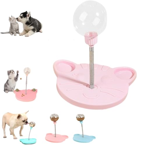 猫用おやつボール、ペット用おもちゃおやつディスペンサー、インタラクティブペット用おもちゃ、犬用おやつボールディスペンサー、インタラクティブ犬用おもちゃおやつ、インタラクティブペット用おもちゃ、子犬用小型犬猫用(Cat shape pink)