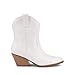 DREAM PAIRS Women's Cowboy Cowgirl Boots Embroidered Stitched Short Western Boots Low Chunky Heel Pointed Toe Ankle Booties,Size 6,White,DWUMAB2504
