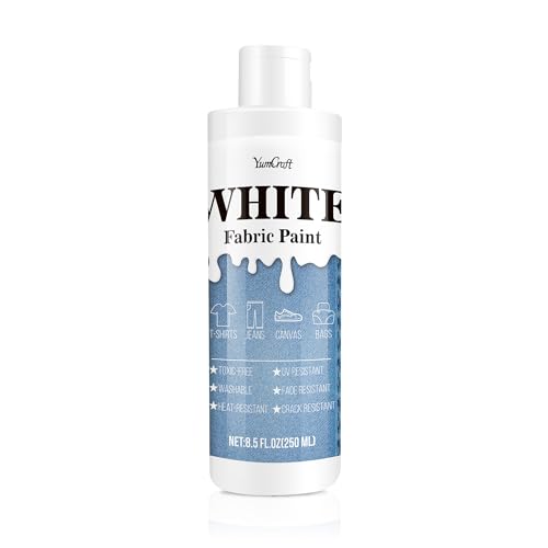 La Mejor Recopilación de Pinturas para tejidos y telas - solo los mejores. 43 Pintura de tela blanca, pintura de tela de 8.5 onzas para ropa permanente, pintura textil Fabricoat no tóxica, ropa de tinte medio suave para manualidades de tela, camisetas,...