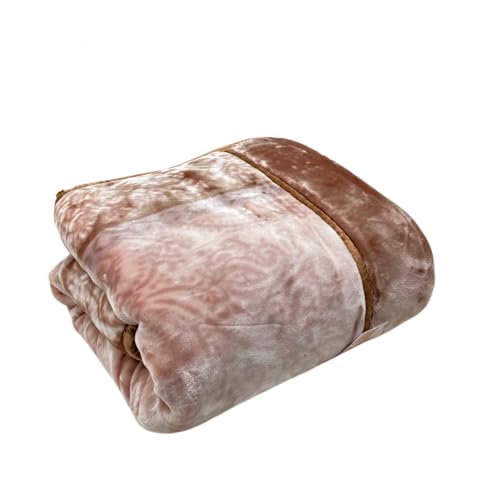 シングル 昭西川 二枚合わせ毛布 重厚なボリューム感 なめらか ふっくら暖か 約2.8kg 140x200cm(ガロン) (ベージュ)