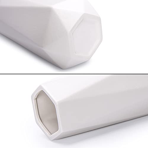 D'vine Dev 11 Inch Snow White Ceramic Vase, Geometric Handmade Craft Flower Vase With Design Box Packaged, Vs-Gm-Sw-11 #TOP1