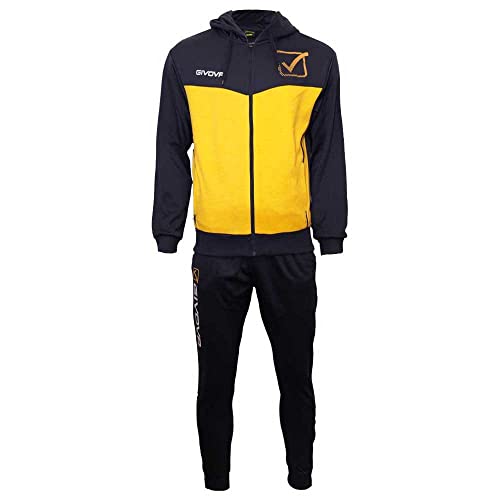 GIVOVA TUTA VISA MELANGE CON CAPPUCCIO POLARFLEECE BLU/GIALLO MELANGE Tg. 4XL