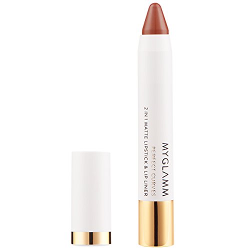 Image of MyGlamm Perfect Curves Matte Lip Crayon (Peach Brown), 4.54 g - PETA Approved & Vegan