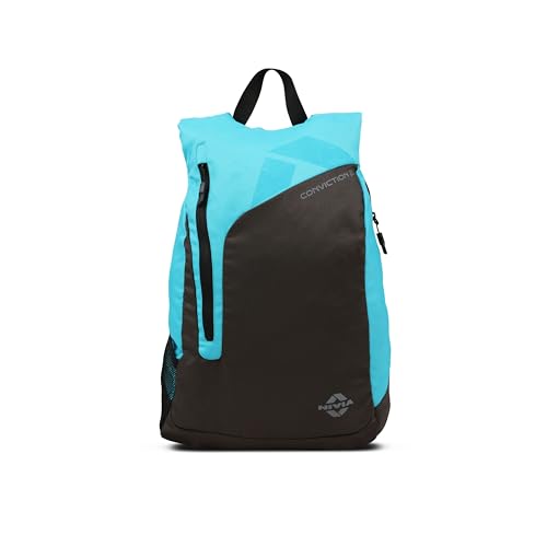 Image of Nivia Conviction 2.0 Sports Backpack For Men And Women, 25L Lightweight Gym And Training Bag With 15-Inch Laptop Compartment, Padded Straps, Quick Access Pocket, Side Bottle Holder (Black /Sky)