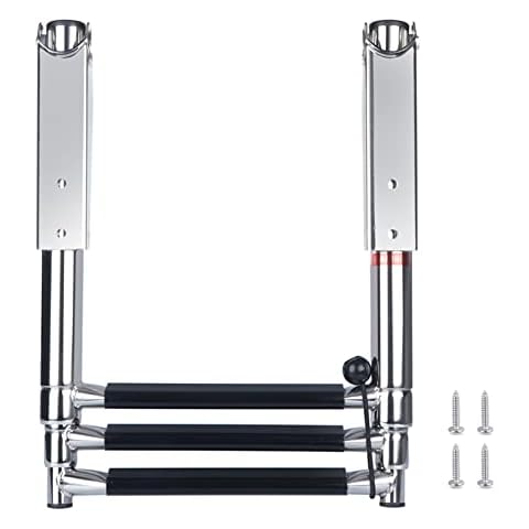 Prairie Metal Telescoping 3 Step Ladder Extensionable Swim Step Boat Ladder with Wider Steps Stainless Steel for Marine Boat Yacht Swimming Pool Cover