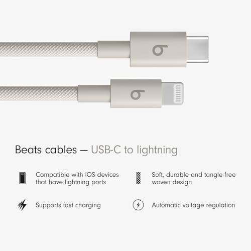 Image of Beats USB-C to Lightning Woven Cable, Fast Charging, Durable /Tangle-Free, Compatible Charger for Apple Devices w Lightning Ports (1.5 m) - Surge Stone