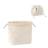 RSRSLEII Quilted Cotton Coquette Drawstring Makeup bag, Coastal Granddaughter Aesthetic Cosmetic Bag, Cute Seashell Portable Travel Toiletry Pouch (Drawstring White)