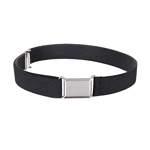 NestNook Kindergürtel, verstellbare Gürtel für Jungen und Mädchen, elastische Stretchgürtel mit silberner quadratischer Schnalle (Schwarz)