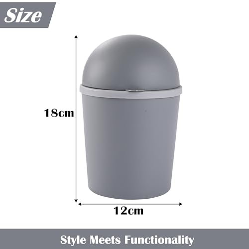 Image of Heart Home Pack of 3 Portable Small 1 Ltr Table Dustbin for Home & Office with Lid & Pedal | Lightweight Mini Dustbin for Kitchen /Bedroom - Ideal for Desk & Countertops | Light Grey