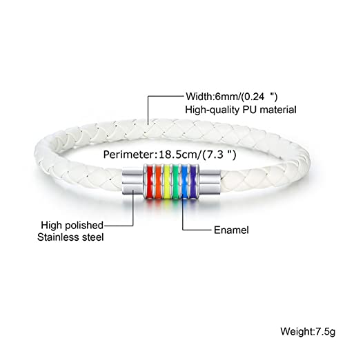 Image of Leather Braided LGBT Rainbow Bangle Bracelet - Gay & Lesbian Pride