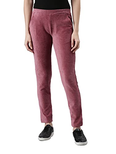 Image of GO COLORS Solid Corduroy Treggings for Women | Warmtech, Mid Rise, Side Pocket