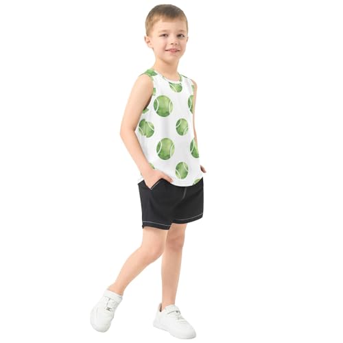 J JOYSAY Cartoon Tennis White Boys Tank Top Sleeveless Muscle Shirts Quick Dry Sport Active Workout Kids T-Shirts 3-15T4