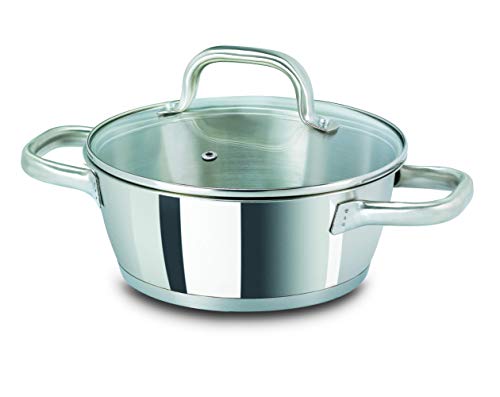 Vitrinor Bon Chef - Casseruola in acciaio inox da 20 cm, con manici ergonomici in acciaio inox, adatta per tutti i tipi di piani cottura, compresi quelli a induzione, lavabile in lavastoviglie.