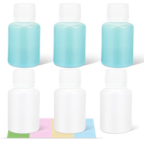 UMETASS 1 oz Lab Reagent Bottle Laboratory Grade Chemical Container Sealed Leak-proof HDPE Pill Bottle Plastic Sample Bottles6pack translucent
