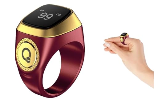 Anlising Anello Tasbih Intelligente, Anelli Intelligenti Contatore, Smart Rings Contatore, Contatore di Preghiera Anello, Contatore Dito Ricaricabile Anello, Tasbih Clicker Ricaricabile (Marrone,20MM)