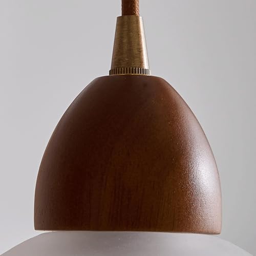Suspension en verre vintage dépoli cannelé avec accents bois - 7