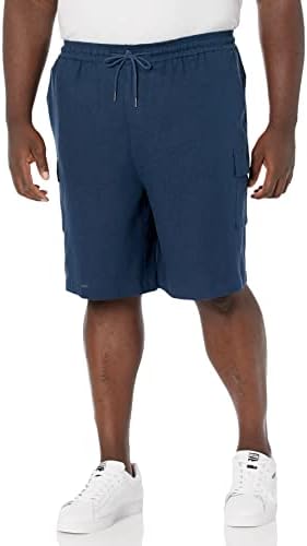 Cubavera Men's Drawstring Linen Cargo Short, Dress Blues, Small