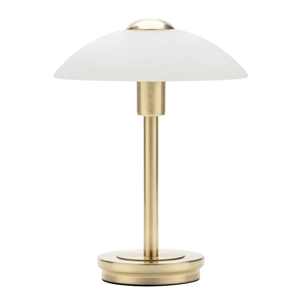 Litecraft Satin Brass Table Lamp Touch Sensitive Base With Alabaster Glass Shade - (Single, )