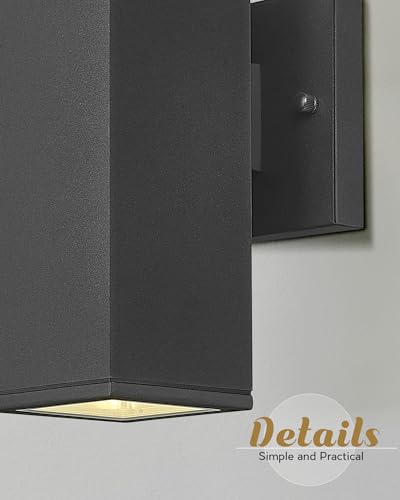 Image of Ken & Ricky Modern Outdoor Wall Light,Aluminum Rectangular,Black,2 PK | 2 Lights Exterior Wall Light Fixtures,Waterproof Outdoor Sconce,No glare,for House Porch Garage Patio Front Door Entryway