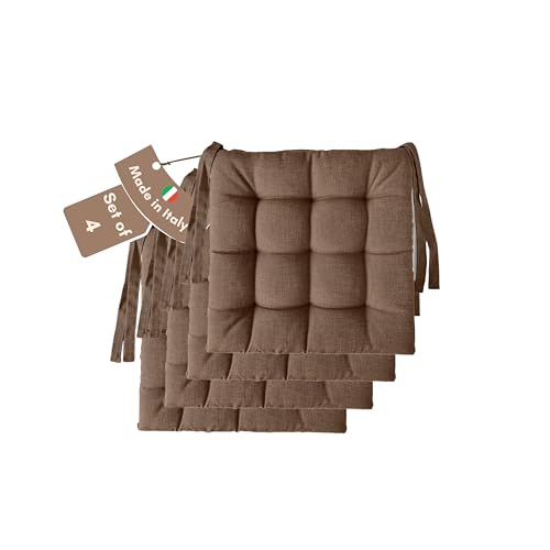 Il Tuo Artigiano Design Lot de 4 ou 6 Coussins pour chaises de Cuisine fabriqués en Italie, Coussins de Chaise de Cuisine 40x40 cm d'épaisseur 6 cm,...
