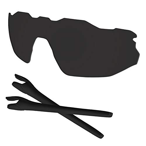 Image of Dark Black Radar EV Advancer Lenses & Earsocks Replacement for Oakley Sunglass OO9442 Polarized