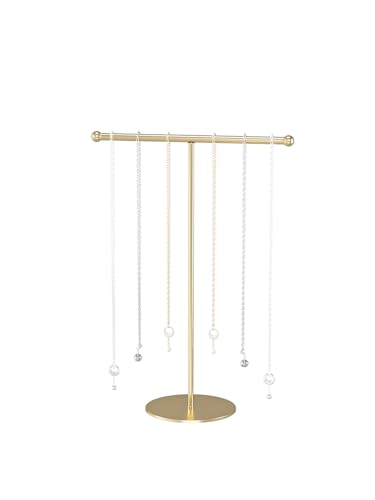Julysky Necklace Holder,Necklace Organizer for Women,Jewelry Stand,Necklace Display Stand for Selling,Necklace and Bracelet Hanger (Golden)