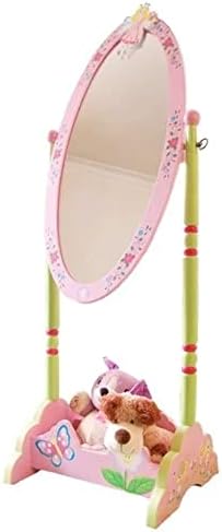 Kids Funnel Olivia The Fairy Girl‘s Wooden Standing Mirror for Kids Bedroom or playroom, with Storage - Multicolor
