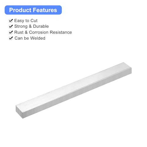 Image of uxcell Square Aluminum Flat Bar, 9 /16 inch Thick 1 inch Width 10 inch Length Square Aluminum Bar 6061 Aluminum Flat Plate, 15 x 25 x 254mm T6511 Solid New Mill Stock for Industrial Building