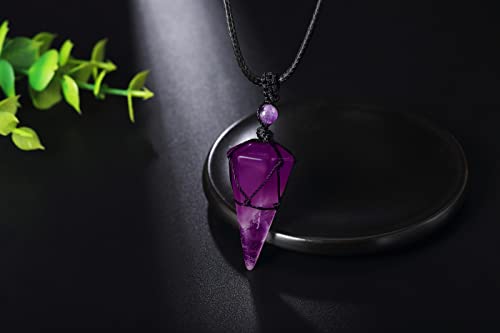 Image of XIANNVXI Healing Crystal Necklace for Men Jewelry Gift | Adjustable Black Rope Natural Gemstone Pendant