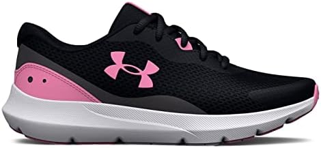 Under Armour Girls Surge 3 Running Shoe, (001) Black/Flamingo/Flamingo, 5 Big Kid | Image 1