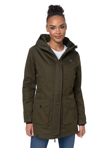 Navahoo Damen Winterjacke warme Winter Jacke mit Teddyfell B951 [B951-Brinj-Dark-Olive-Gr.S]