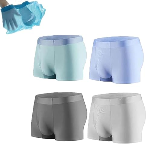 Nowazton Boxer Briefs, Breathable Ice Silk Men's Underwear,Ultra Thin Seamless Mens Butt Lift Boxers (4Pcs E,X-Large)