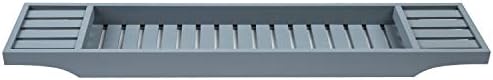 Vencier Bamboo Wood Bath Tub Rack Bathroom Shelf Tidy Tray Storage Caddy Organiser (Grey)