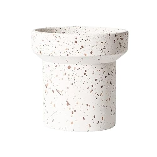 fengqingyunyan0304 Vaso di fiori, Vaso cilindrico con punto di spruzzatura, fioriera da tavolo in cemento foro drenaggio(White,S)