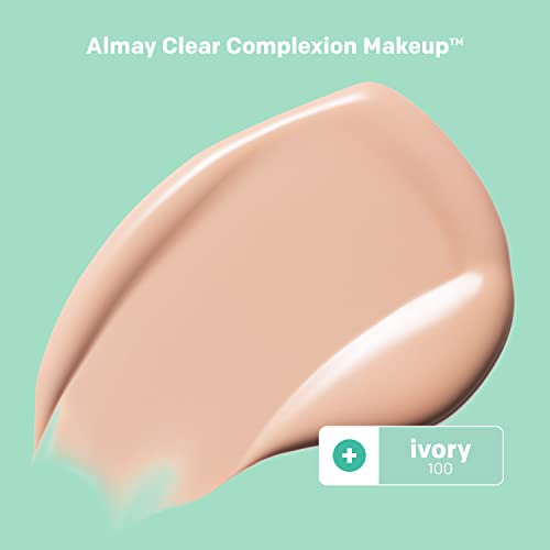 Almay Clear Complexion Acne Foundation Makeup With Salicylic Acid - Lightweight, Medium Coverage, Hypoallergenic-Fragrance Free, For Sensitive Skin , 100 Ivory, 1 Fl Oz. #TOP1