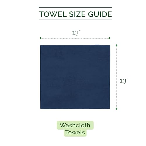 Image of Elegant Comfort 100% Turkish Cotton Corduroy Ribbed Luxury Washcloths 6 Pack Soft 13 x 13 Inch - Higly Absorbent, Durable, Quick Dry, Spa Premium Hotel Quality for Bathroom or Travel, Navy