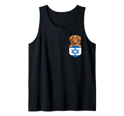 Israel Flag Duck Tolling Retrievers Dog In Pocket Tank Top, Black