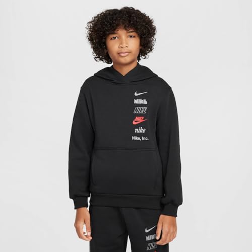 Nike NSW Stacked Logo Pullover Mens Hoodie (HQ0970-010, Black/Red)2