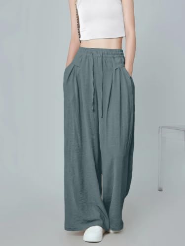Image of GRECIILOOKS High Waist Polycotton Trousers for Women - Flared Parachute Pants with Side Pockets | Casual Travel Cargo Pants (Available in Plus Size and Value Pack)