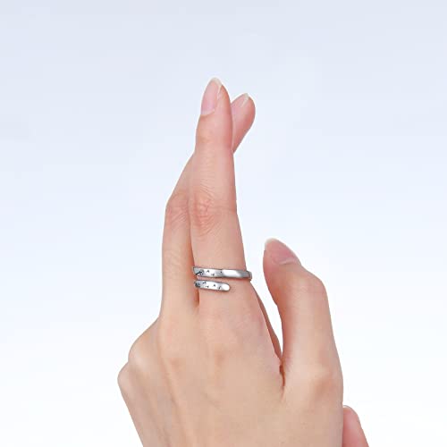 925-Sterling-Silver Adjustable Dandelion Rings for Women - Engraved Be Brave and Dancing Dandelion,White Gold Plated,Encouragement Christmas Jewelry Gifts