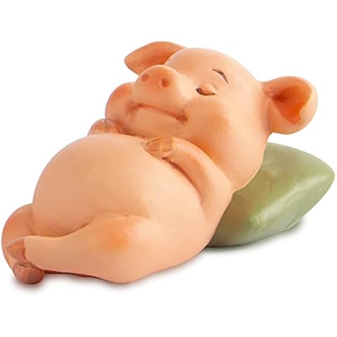 Pig Statue Mini Pig Figurine, Resin Home Decor, Lucky Animal Garden Statue for Micro Landscape (Pigs in The Lunch Break) Cover