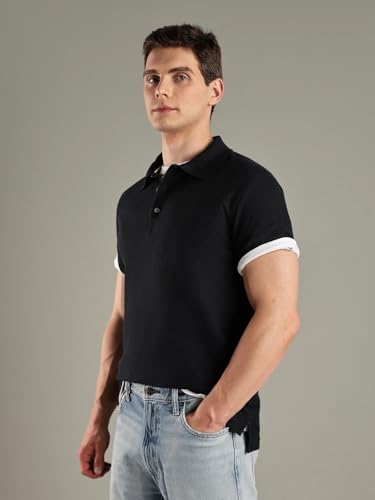 Image of Solid Slim-Fit Cotton Polo T-Shirt